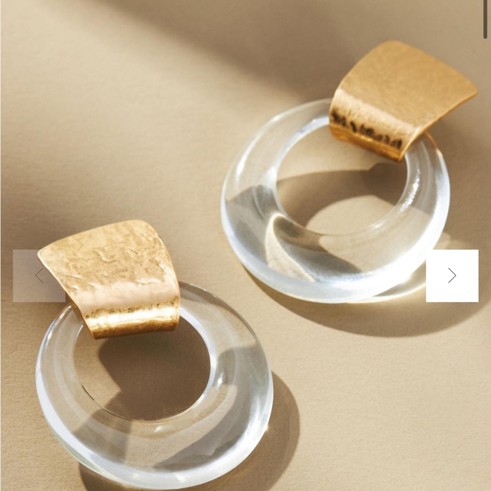 Anthropologie Lucite Metal Hoop Drop Earrings